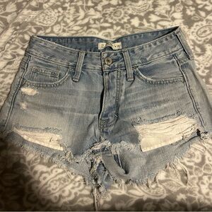 Abercrombie & Fitch Light Blue Distressed Jean Shorts